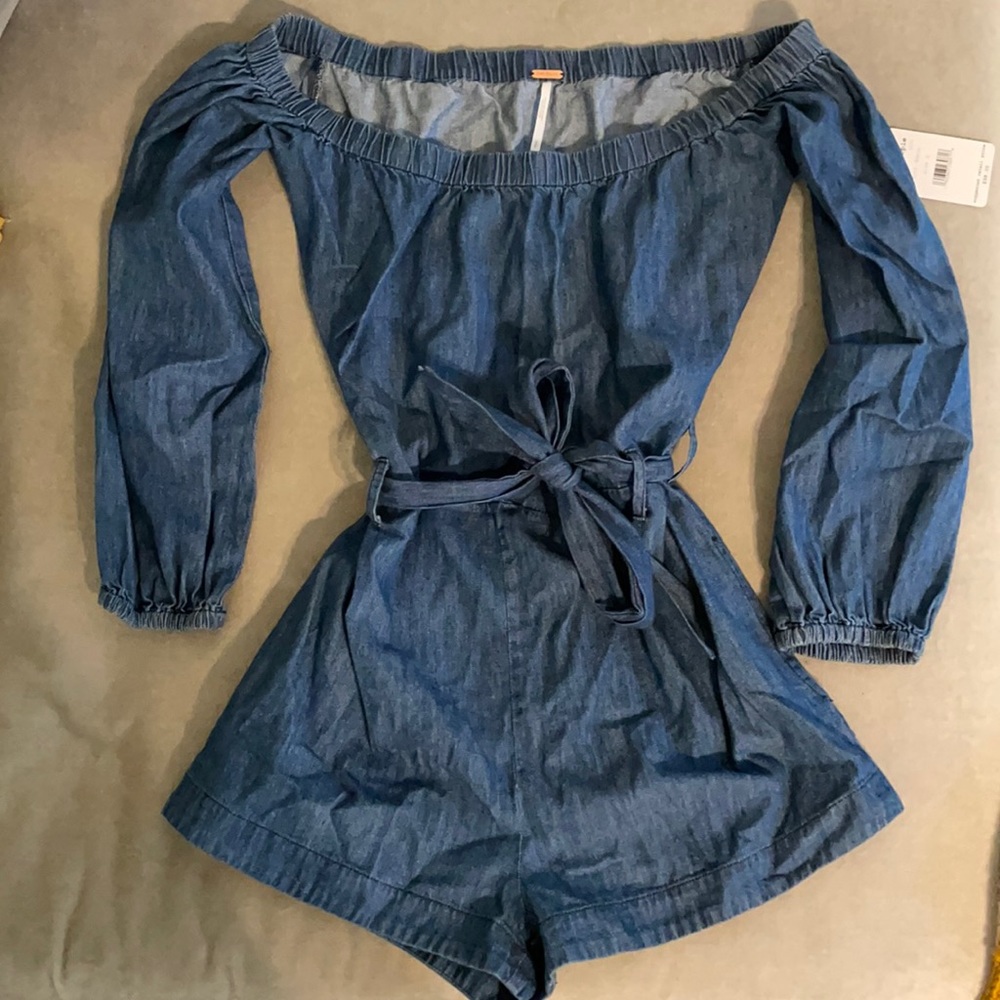 Free People Dark Denim Romper